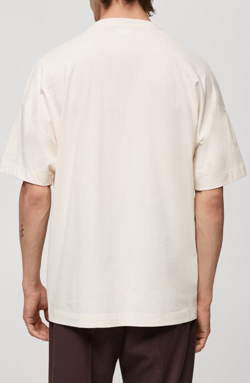 Shop Mango Oversize Cotton T-shirt In Ecru