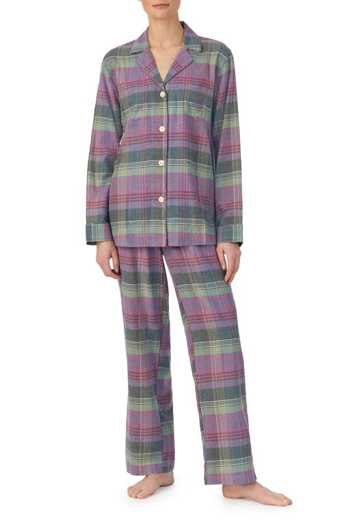 Lauren Ralph Lauren Long Sleeve Cotton Blend Pajamas in Purple Plaid at Nordstrom, Size Small
