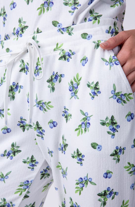 Shop Pj Salvage Blueberry Print Pointelle Crop Pajama Pants In Ivory
