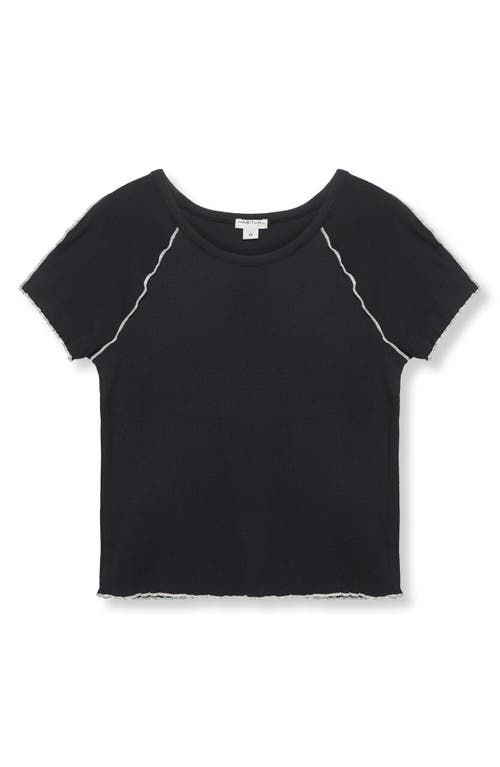 Shop Habitual Kids Kids' Lettuce Edge Rib T-shirt In Black