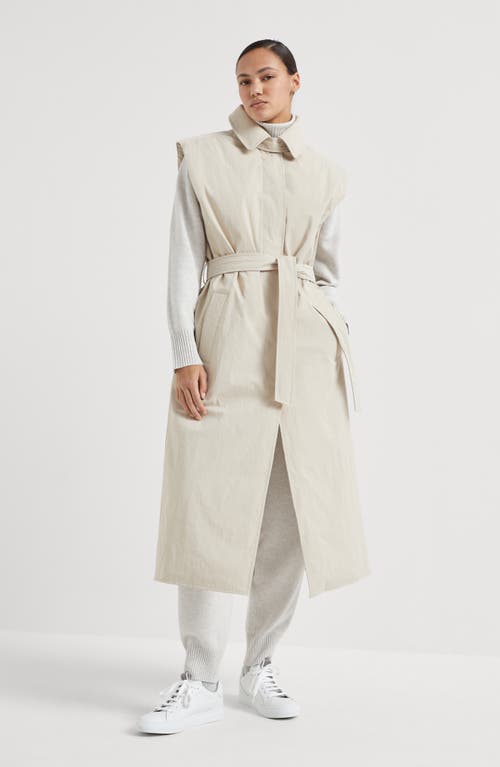 Shop Brunello Cucinelli Sleeveless Trench Coat In Beige