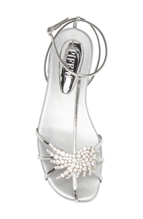 Shop Piferi Maggio Metallic Flat Sandal In Silver/crystal