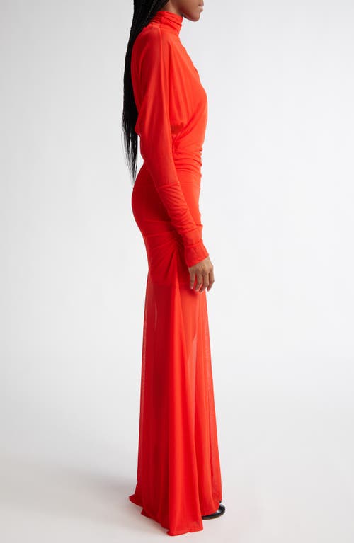 Shop Proenza Schouler Paula Sheer Long Sleeve Maxi Dress In Red