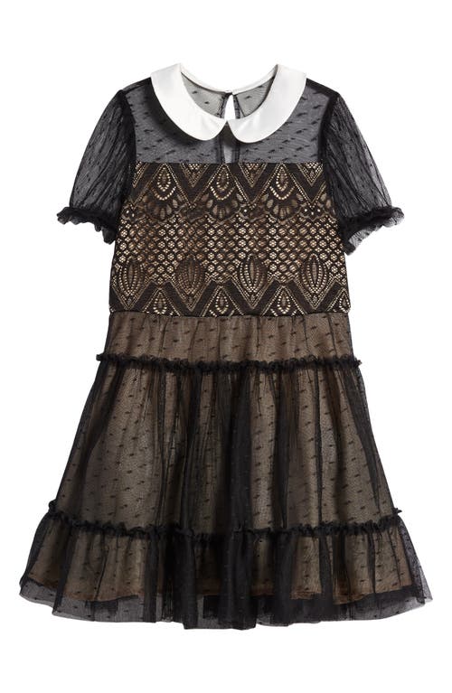1920s Children Fashions: Girls, Boys, Baby Costumes bcbg Kids Peter Pan Collar Lace Party Dress in Black at Nordstrom Size 16 $64.00 AT vintagedancer.com