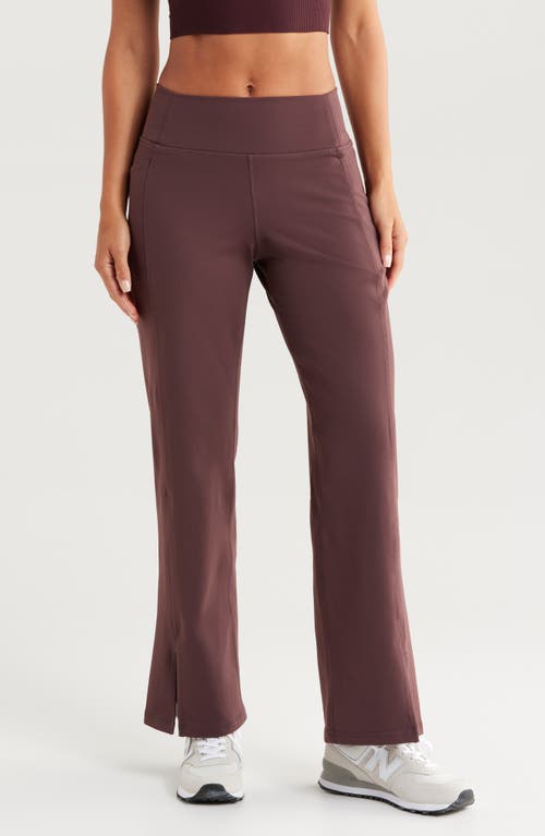 Shop Zella Zelfit High Waist Wide Leg Pocket Pants In Burgundy Fudge