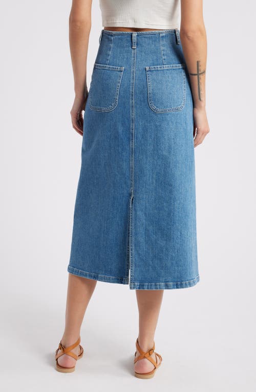 Shop Le Jean Jocelyn Denim Midi Skirt In Desert