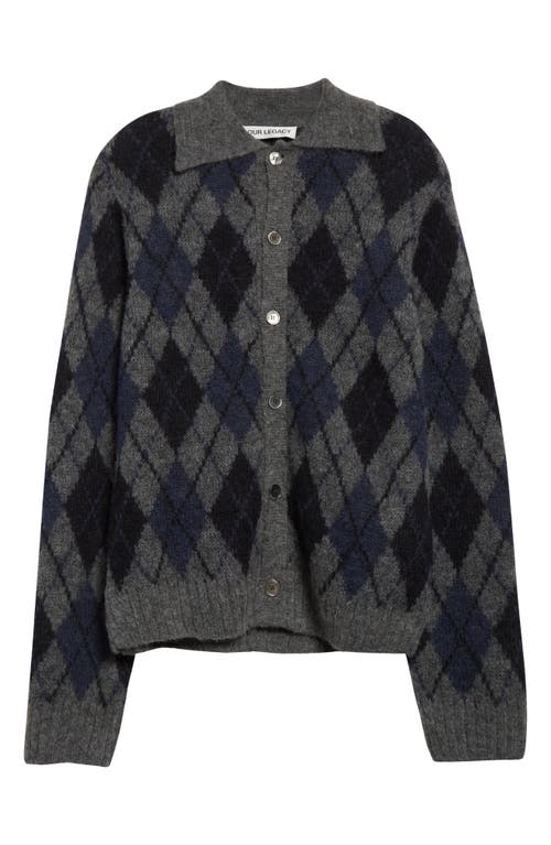 Shop Our Legacy Evening Argyle Alpaca Blend Cardigan In Soft Duke Argyle