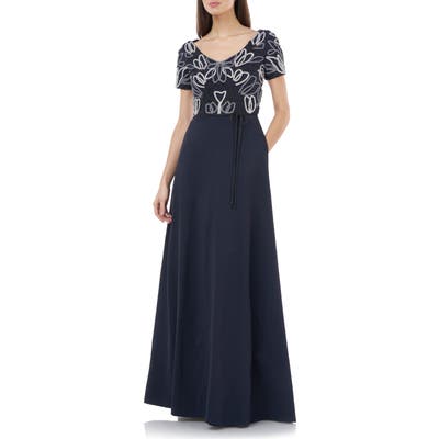 Js Collections Chain Mail Soutache Ballgown, Blue