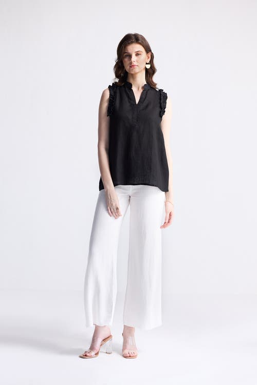 Reistor Sleeveless Hemp Top With Ruffles In Black