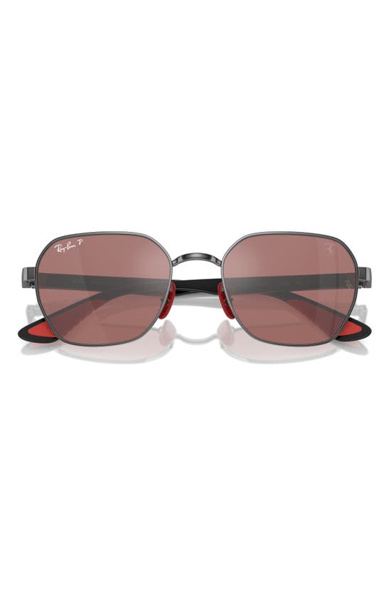 Shop Ray Ban Ray-ban X Scuderia Ferrari 54mm Polarized Chromance Irregular Sunglasses In Gunmetal