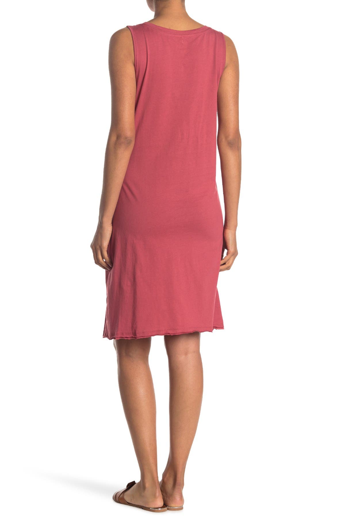 Stitchdrop Pleated Asymmetrical Hem Sleeveless Dress In Medium Red