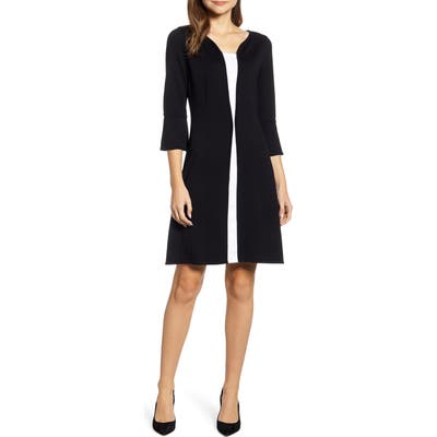 Ming Wang Two-Piece Look Bell Cuff Dress, Black