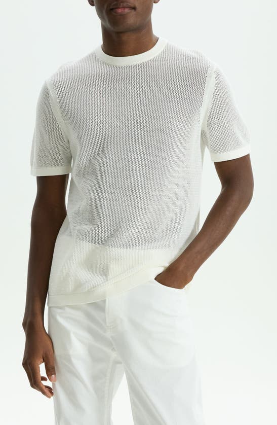 Shop Theory Cairn Open Stitch Cotton Blend Sweater In Ivory