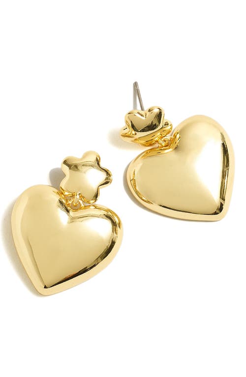 Puffy Heart Statement Earrings in Pale Gold