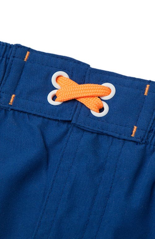 Shop Rokka&rolla Toddler Swim Trunks With Mesh Lining Upf 50+ In Blue Orange Shark