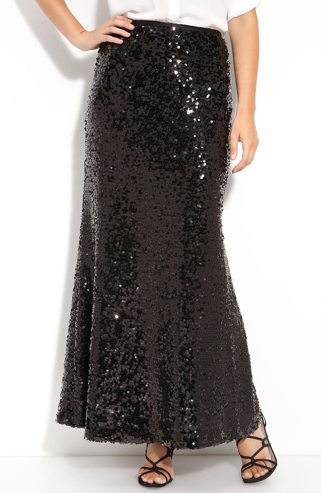 black sequin maxi skirt