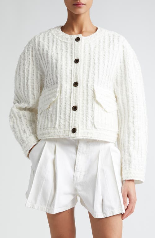 EENK Stretch Cotton Tweed Jacket in White at Nordstrom, Size Medium