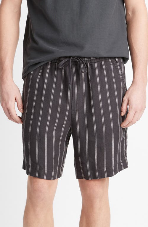 Vince Moonbay Stripe Drawstring Shorts In Soft Black/light Soft Black