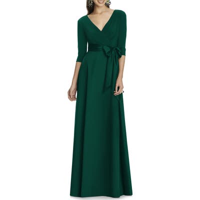 Alfred Sung Jersey & Mikado A-Line Gown, Green
