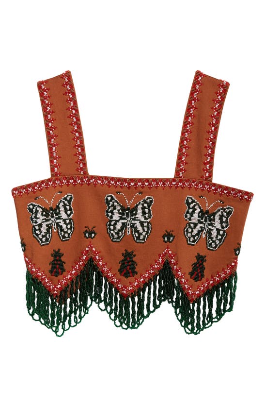 BODE BODE ATHALIA BEADED FRINGE CROP TOP