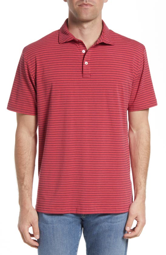Peter Millar Crest Shallows Stripe Short Sleeve Polo In Cape Red