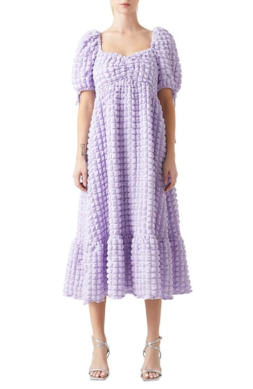 Endless Rose Texture Puff Sleeve Maxi Dress In Lilac