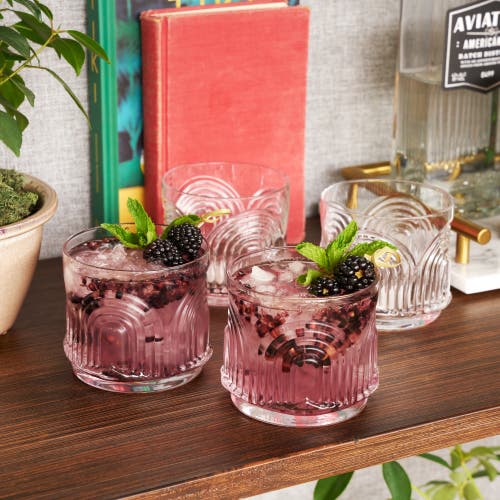 Viski Beau Crystal Lowball Tumblers Set Of 4 In Clear