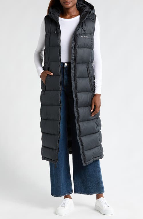 Columbia Pike Lake Water Repellent Hooded Long Puffer Vest in Black 