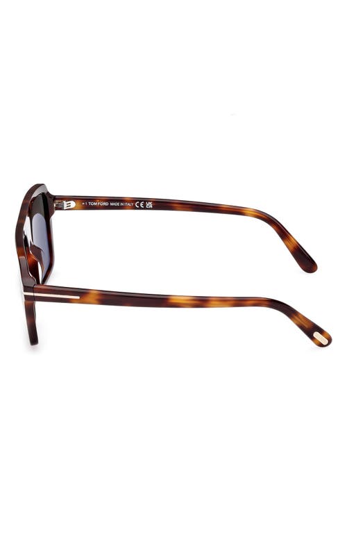 Tom Ford Rectangular Sunglasses In Shiny Classic Havana/green
