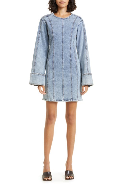 GESTUZ Janice Open Back Denim Dress in Washed Mid Blue at Nordstrom, Size 0 Us