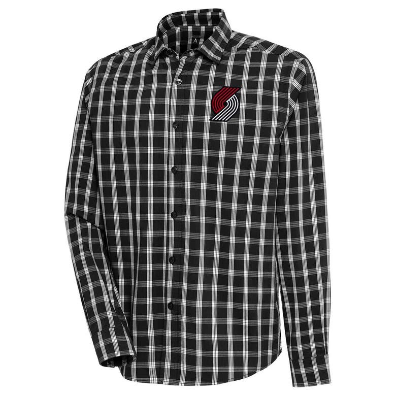 Shop Antigua Black Portland Trail Blazers Carry Long Sleeve Button-up Shirt