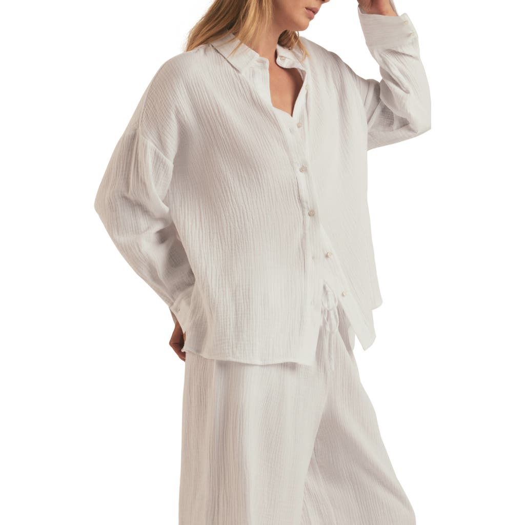 Favorite Daughter Oversize Cotton Button-up Shirt In White