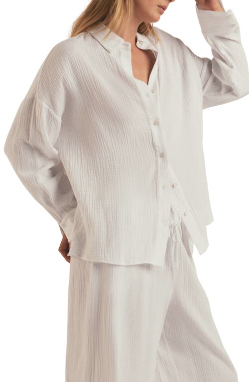 Oversize Cotton Button-Up Shirt in White