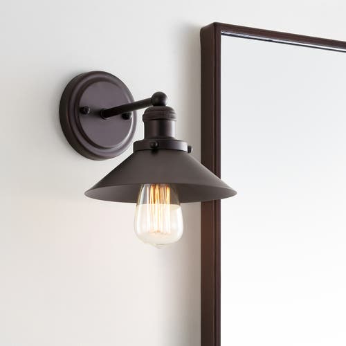 Jonathan Y July 1-light Metal Shade Sconce In Bronze/black