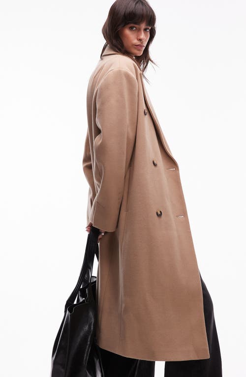 Shop Topshop Oversize Double Breasted Coat In Camel