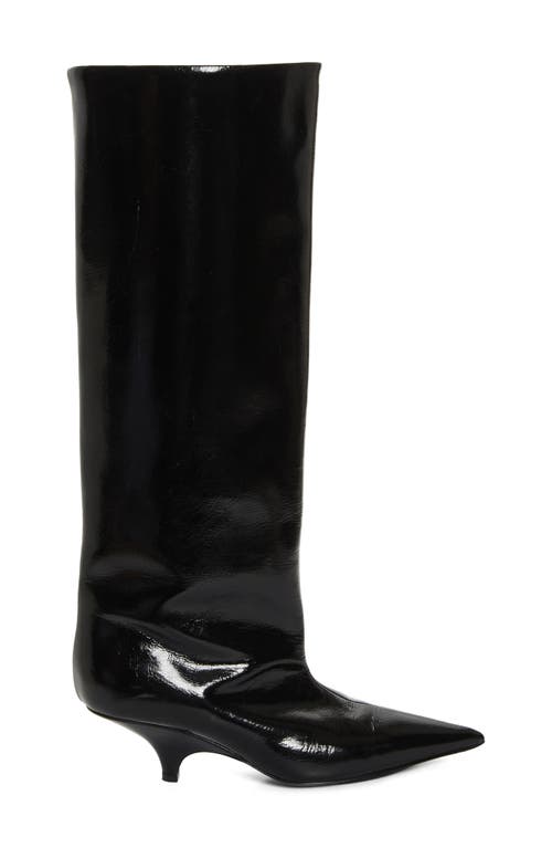 Shop Totême Toteme Pointed Toe Knee High Kitten Heel Boot In Black