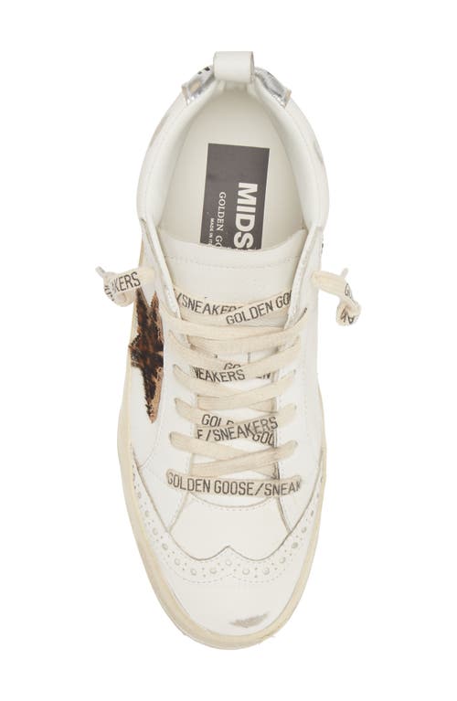 Shop Golden Goose Mid Star Sneaker In White/leopard