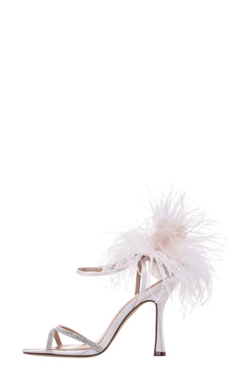 Nina Demi Faux Feather Ankle Strap Sandal In Ivory