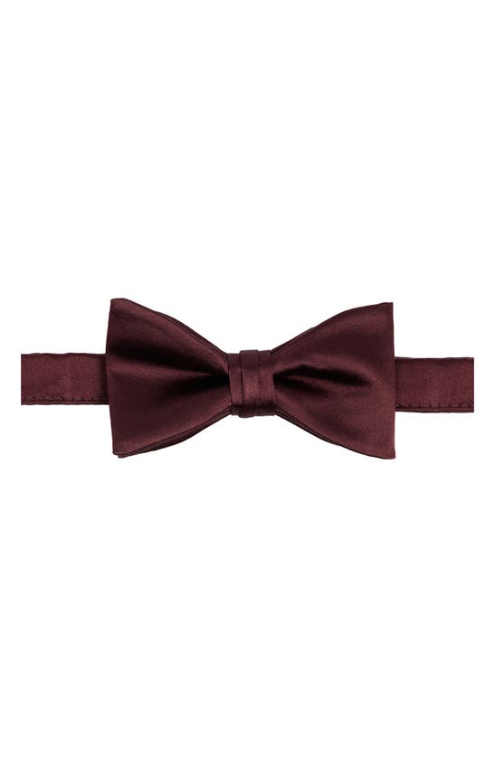 Construct Solid Satin Pre-tied Bow Tie In Wine