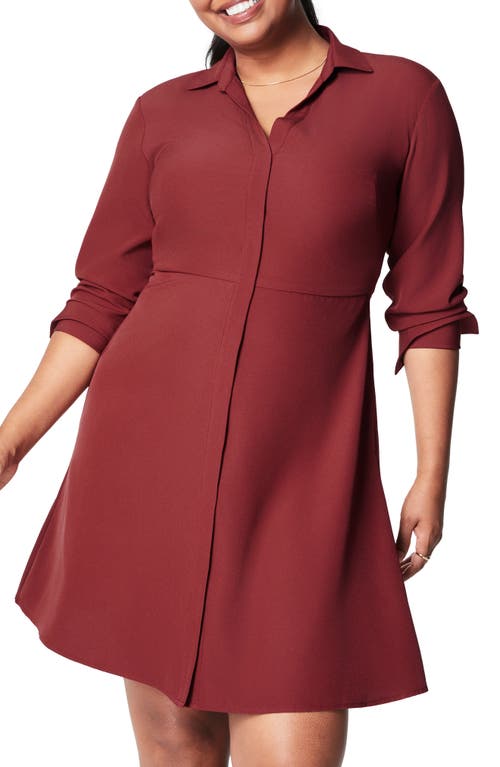 Shop Spanx ® Long Sleeve Crepe Dress In Moroccan Red