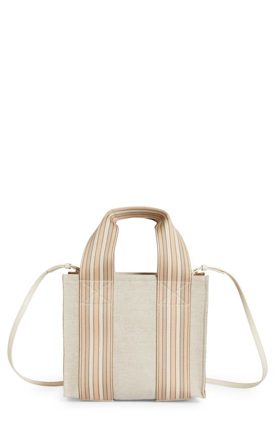 Loro Piana The Suitcase Mini Stripe Linen & Cotton Tote In Natural / Caucciu / White