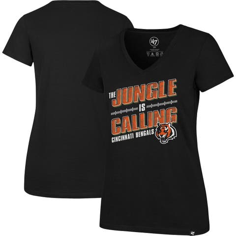 Cincinnati Bengals '47 Women's Sandy Daze Dolly V-Neck Cropped T-Shirt -  Heather Gray/Black