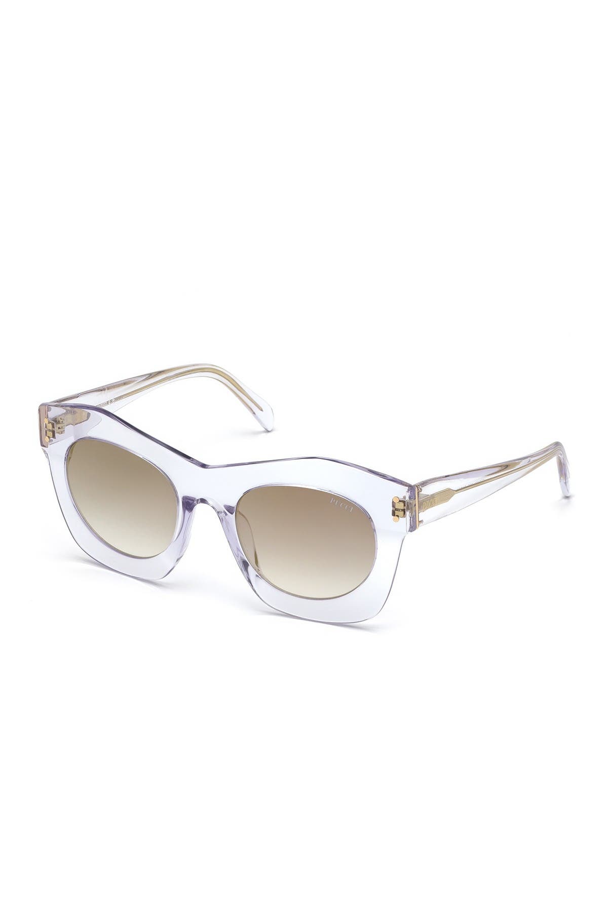 Emilio Pucci 51mm Geometric Sunglasses In Whto/smkmr