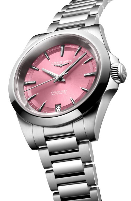 Shop Longines Conquest Automatic Bracelet Watch, 34mm In Pink