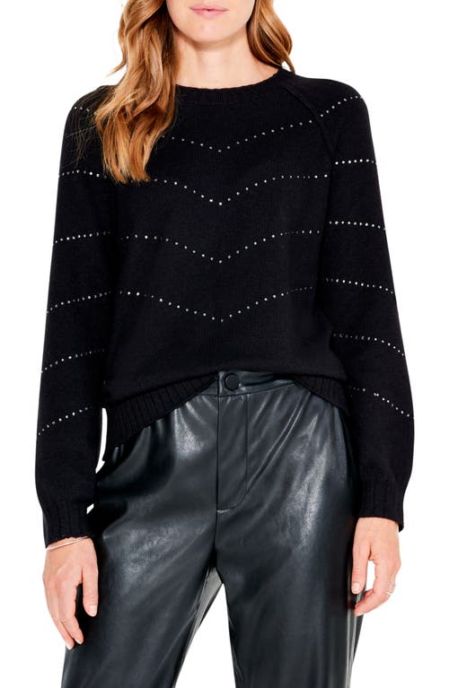 NIC+ZOE Shooting Stars Embellished Cotton Blend Sweater in Black Onyx
