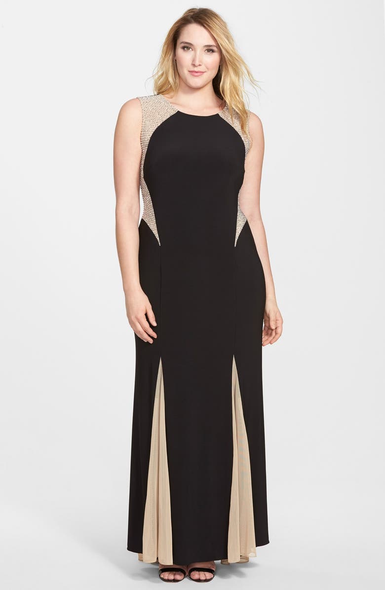 Xscape Beaded Colorblock Gown (Plus Size) | Nordstrom