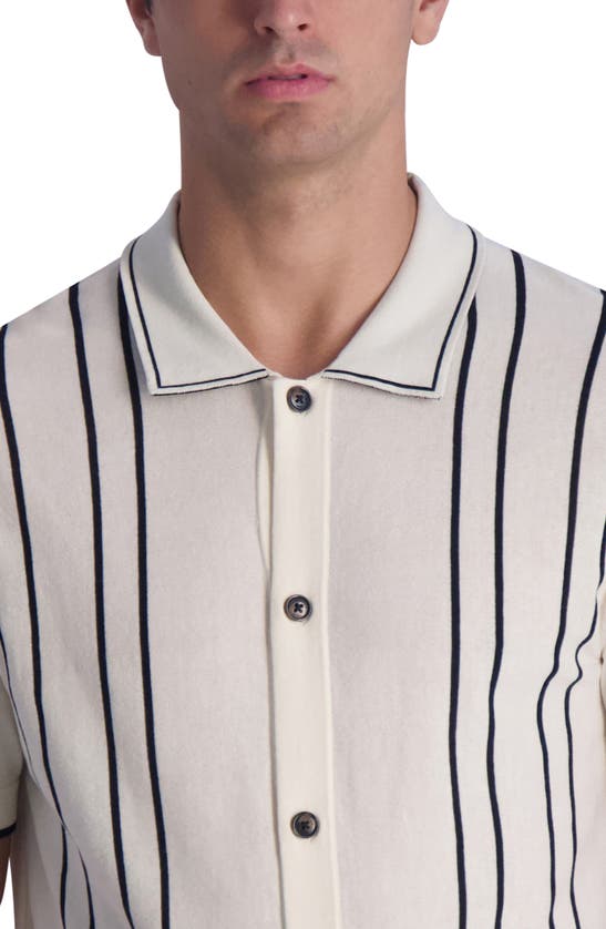 Shop Karl Lagerfeld Paris Striped Short Sleeve Knit Shirt In Cream/black