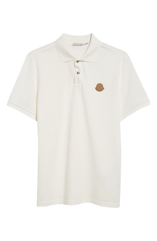 Moncler Logo Snap Placket Cotton Polo In Bright White