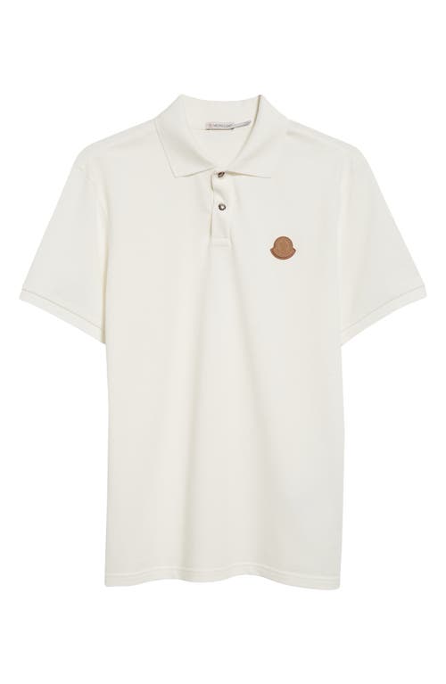 Shop Moncler Logo Snap Placket Cotton Polo In Bright White