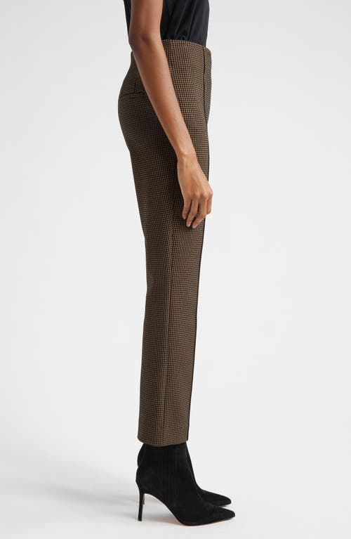 Shop Veronica Beard Kean Houndstooth Check Crop Pants In Acorn/black